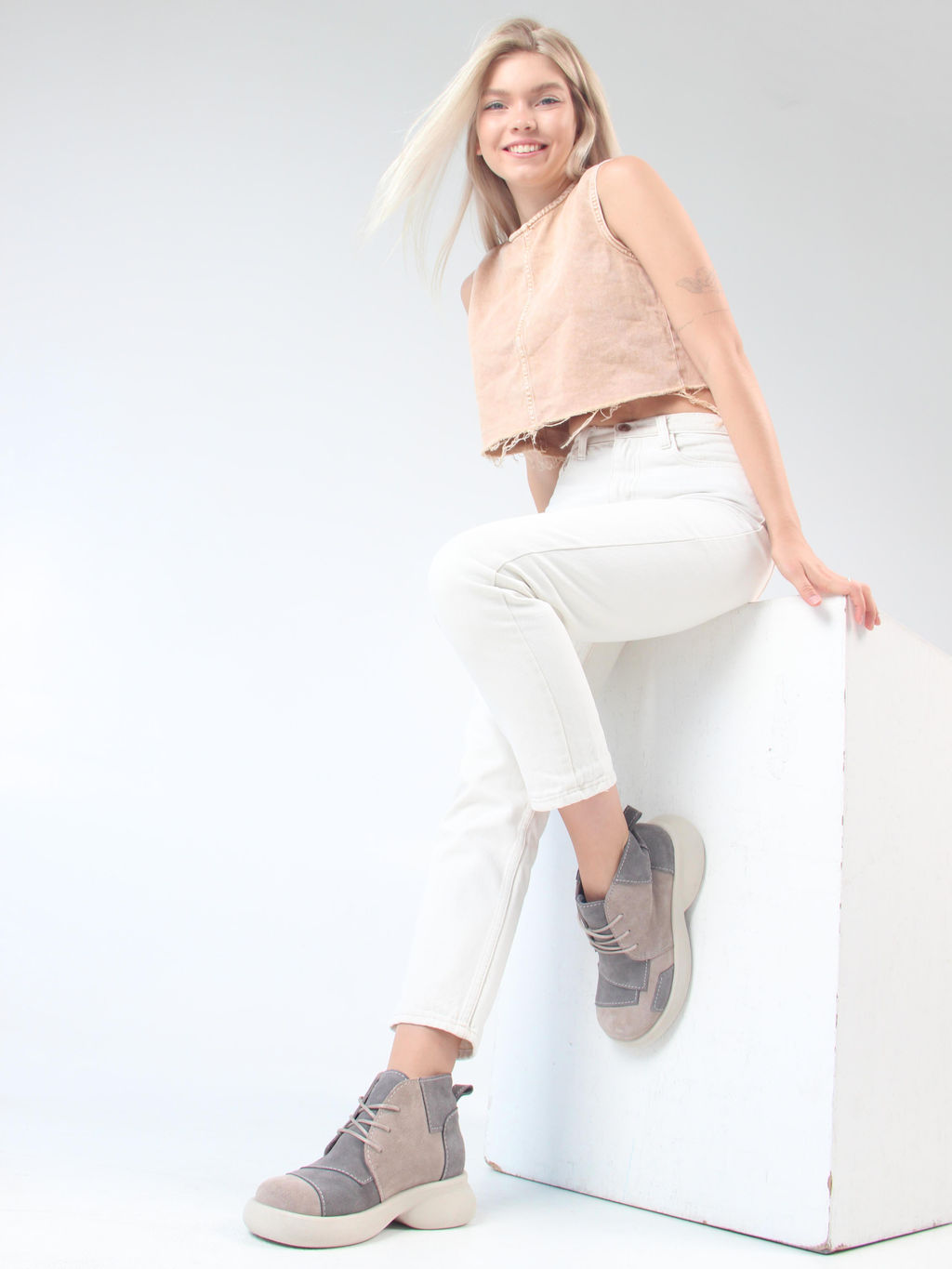 Ботинки EDART 305.927 be. ваниль серый замша/байка - Ed'art фото 6