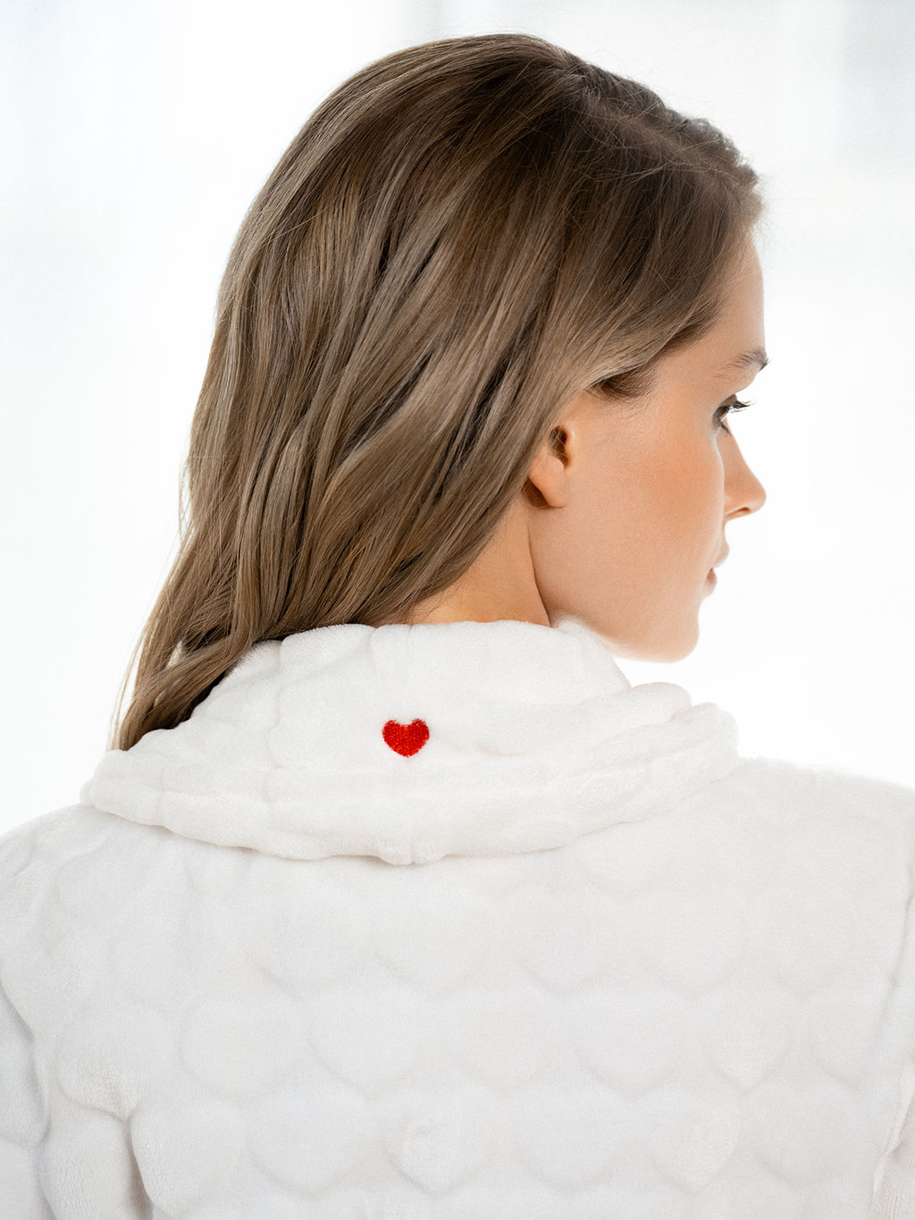 Белый бархатный халат Indefini ( арт. 5178SYC) фото 7