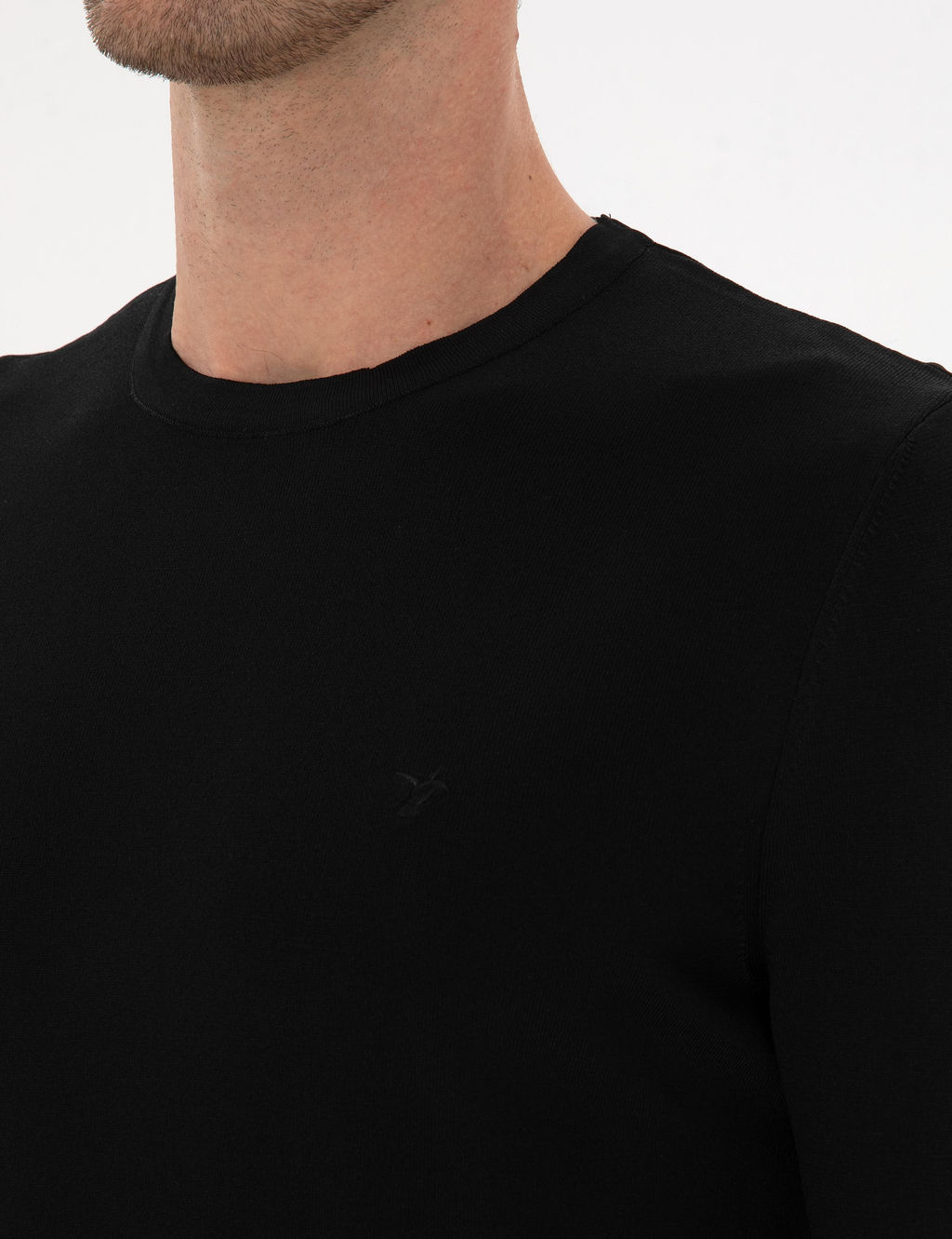 Siyah Slim Fit Bisiklet Yaka Triko Kazak - Cacharel фото 7