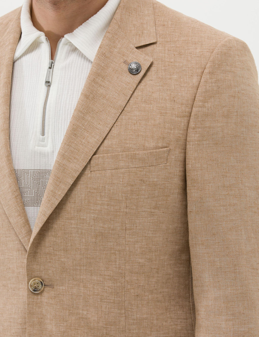 Camel Ekstra Slim Fit Keten Kar___ml_ Blazer Ceket