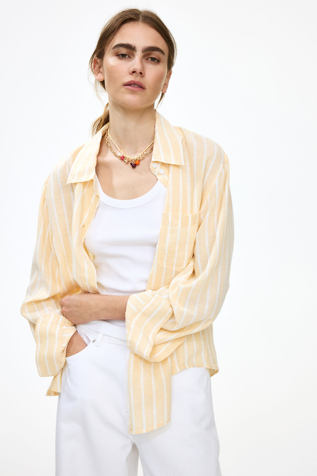 Camisa en mezcla de lino - H&m фото 9