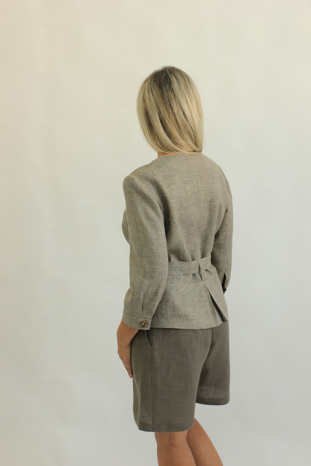 100% ЛЁН Жакет ПРЯМОЙ С ПОЯСОМ - Елецкие узоры фото 4