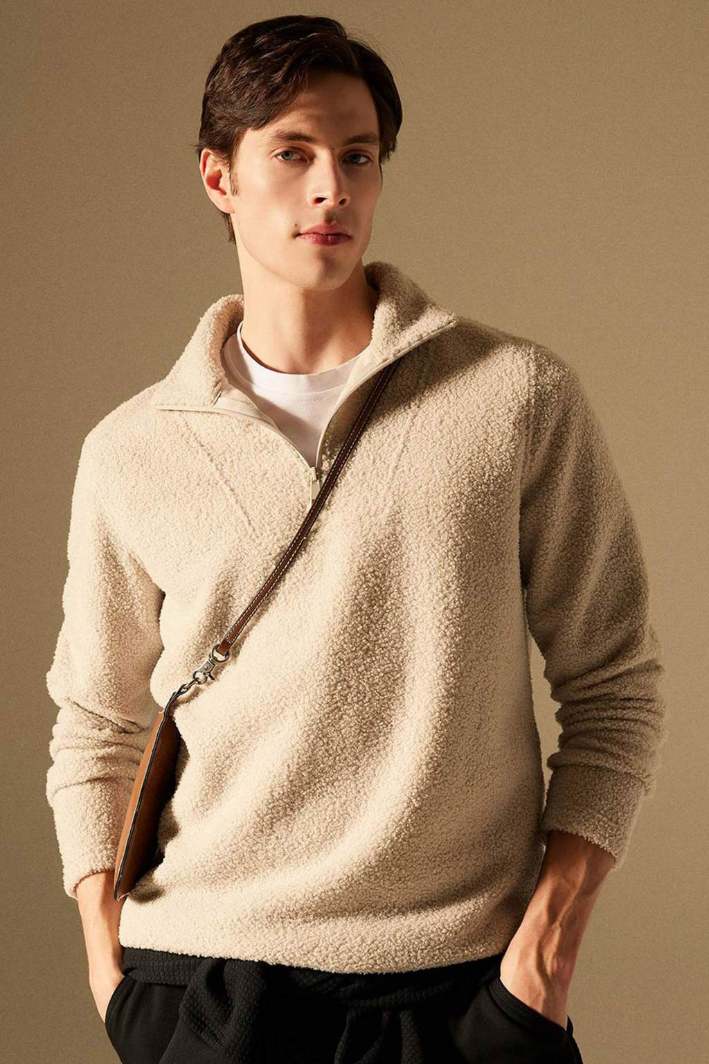Regular Fit Dik Yaka Fermuarl? Pelus Sweatshirt - Defacto фото 3