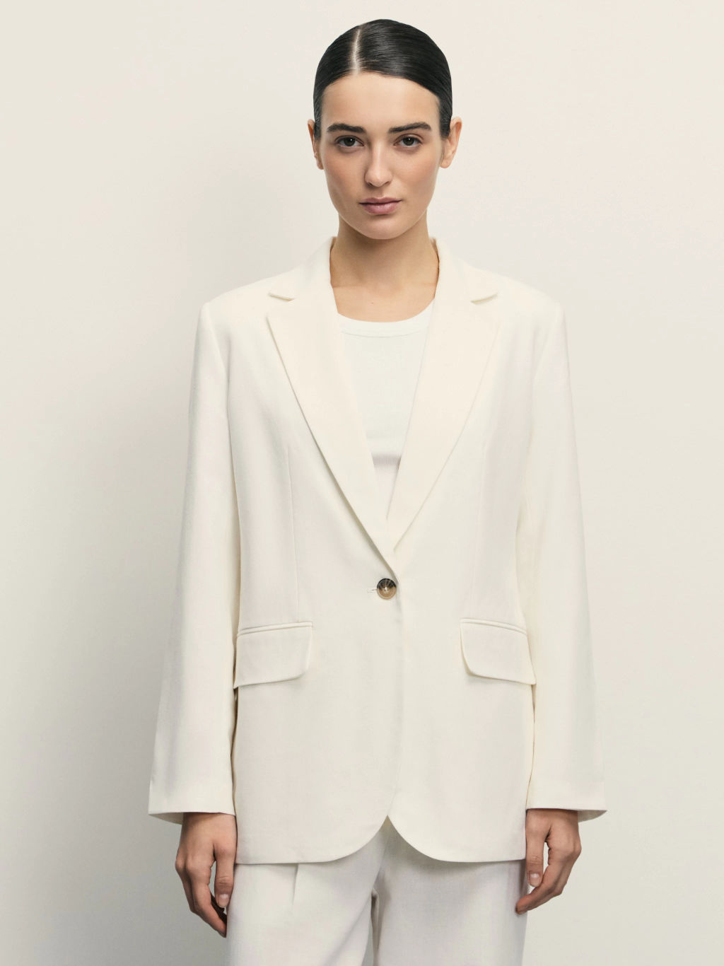 Однобортный жакет с содержанием льна / Zarina  фото 3