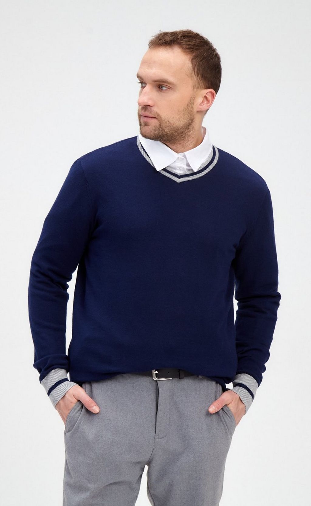 Пуловер F221-15-833 d.blue-grey melange - Fine joyce фото 13