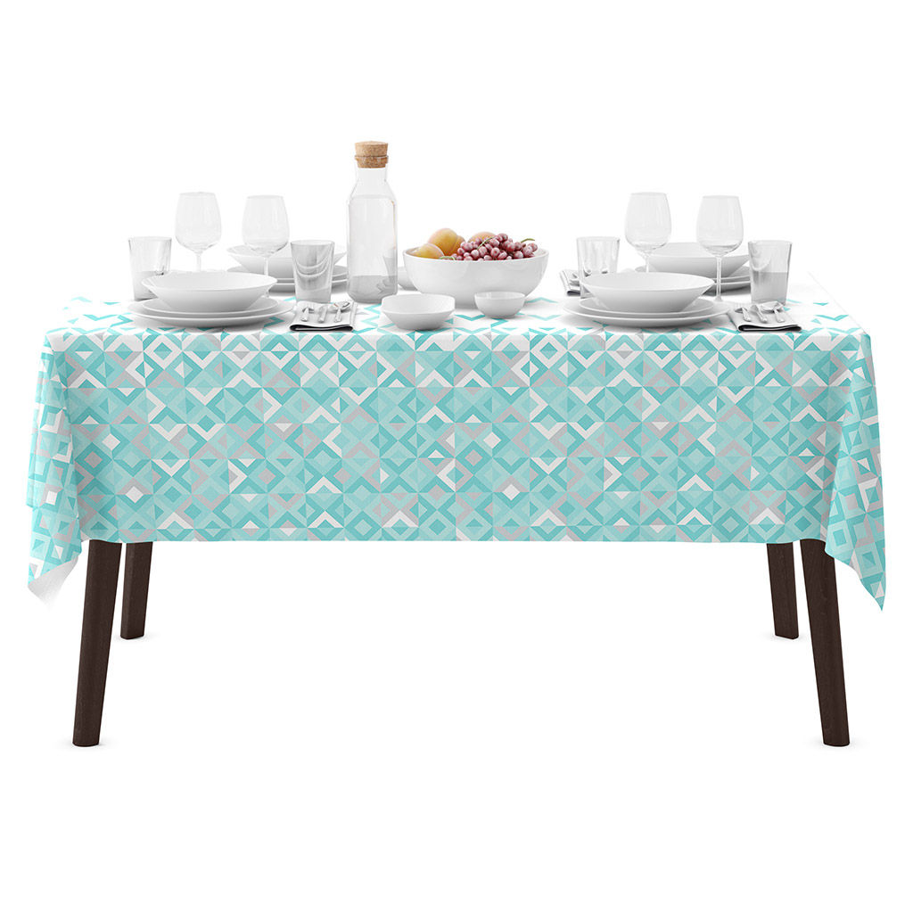 Иллюзия, бирюза Скатерть 200х145см, длина стола до 160см, на 6-8 персон, хлопок Премиум 186г/м2, Домашняя мода (Россия)  фото 5