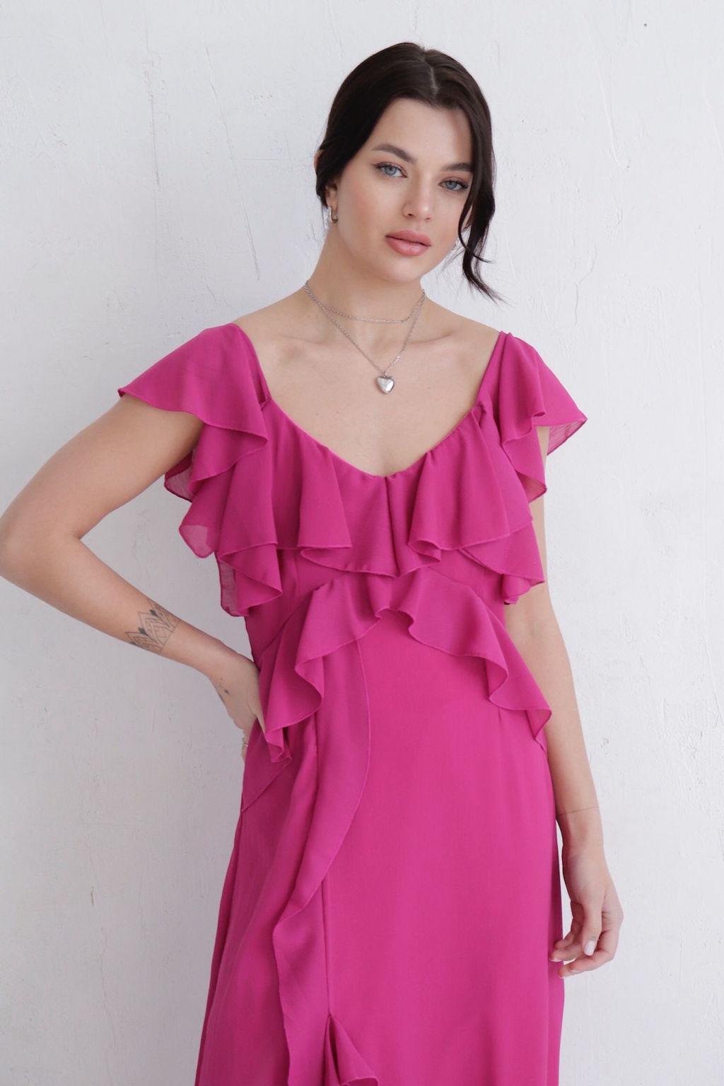 Платье с воланами малиновое - Martichelli фото 2