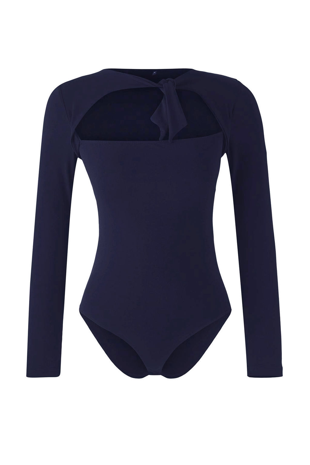 Lacivert Duz Asimetrik Yaka Uzun Orme Sandy Y?lbas? Body TPRAW26BD00023