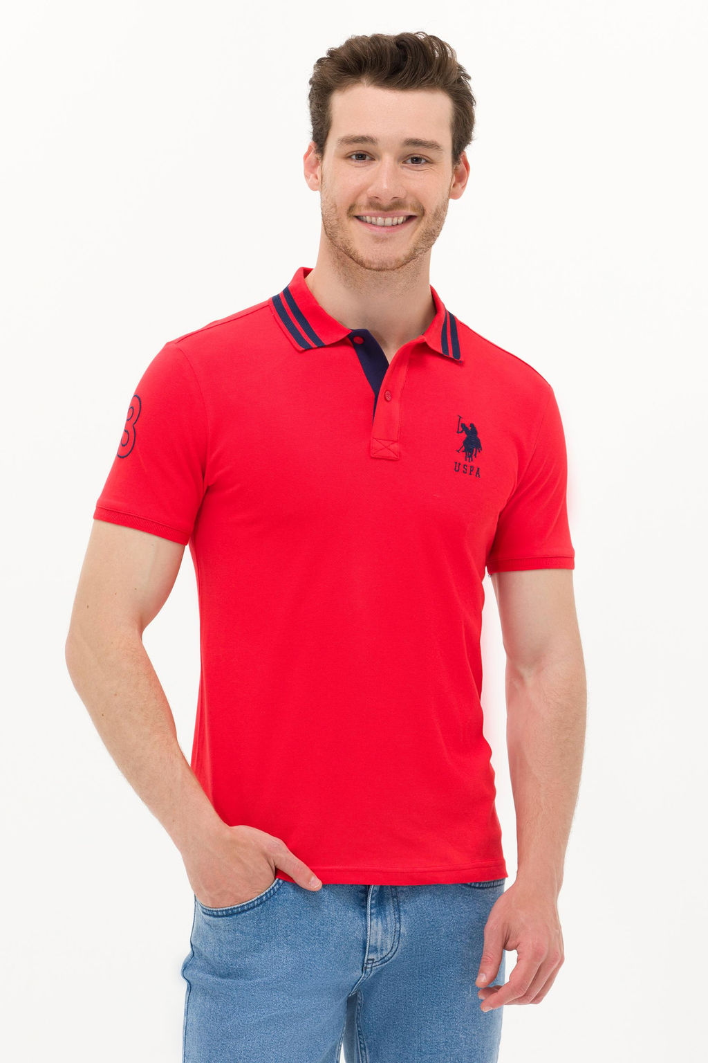 U. S. Polo Assn Мужская красная базовая футболка с воротником-поло - U.s. polo assn фото 17