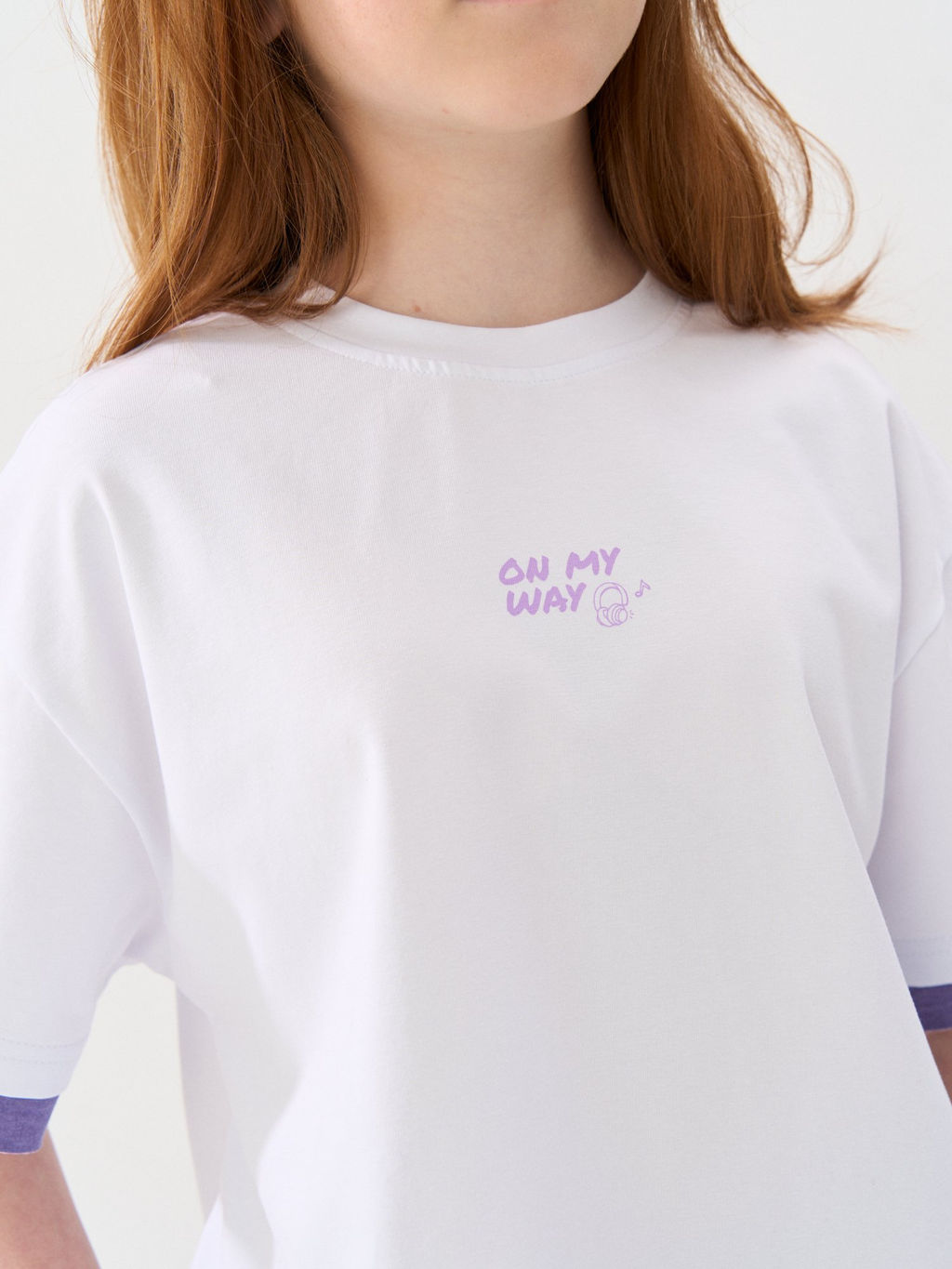 Комплект футболка и шорты "Молоко/Лаванда" с принтом 7+