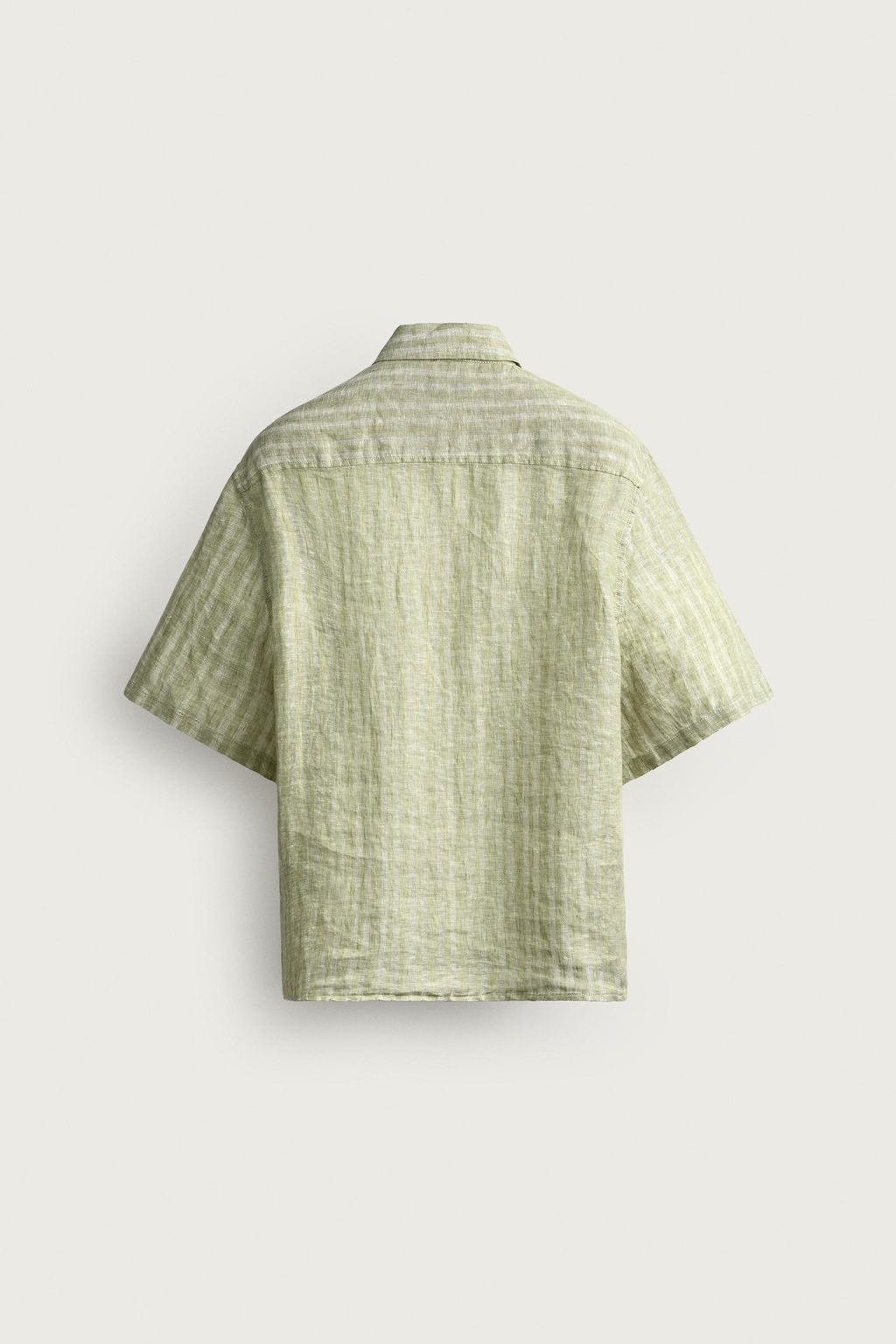CAMISA JACQUARD RAYAS 100% LINO / Verde claro - Zara фото 7