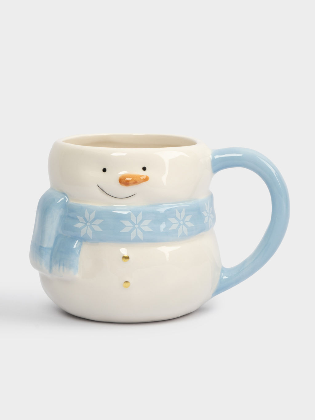 Кружка, 450 мл, керамика, бело-голубая, Снеговик в шарфе, Snowman