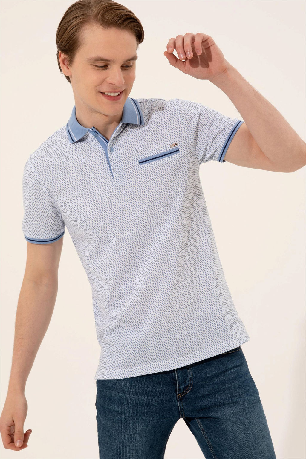 Мужская темно-синяя футболка с воротником поло - U.s. polo assn фото 9