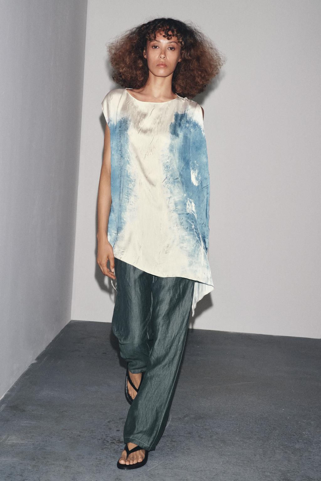 LINEN BLEND TROUSERS WITH CONTRAST STITCHING - Zara фото 5