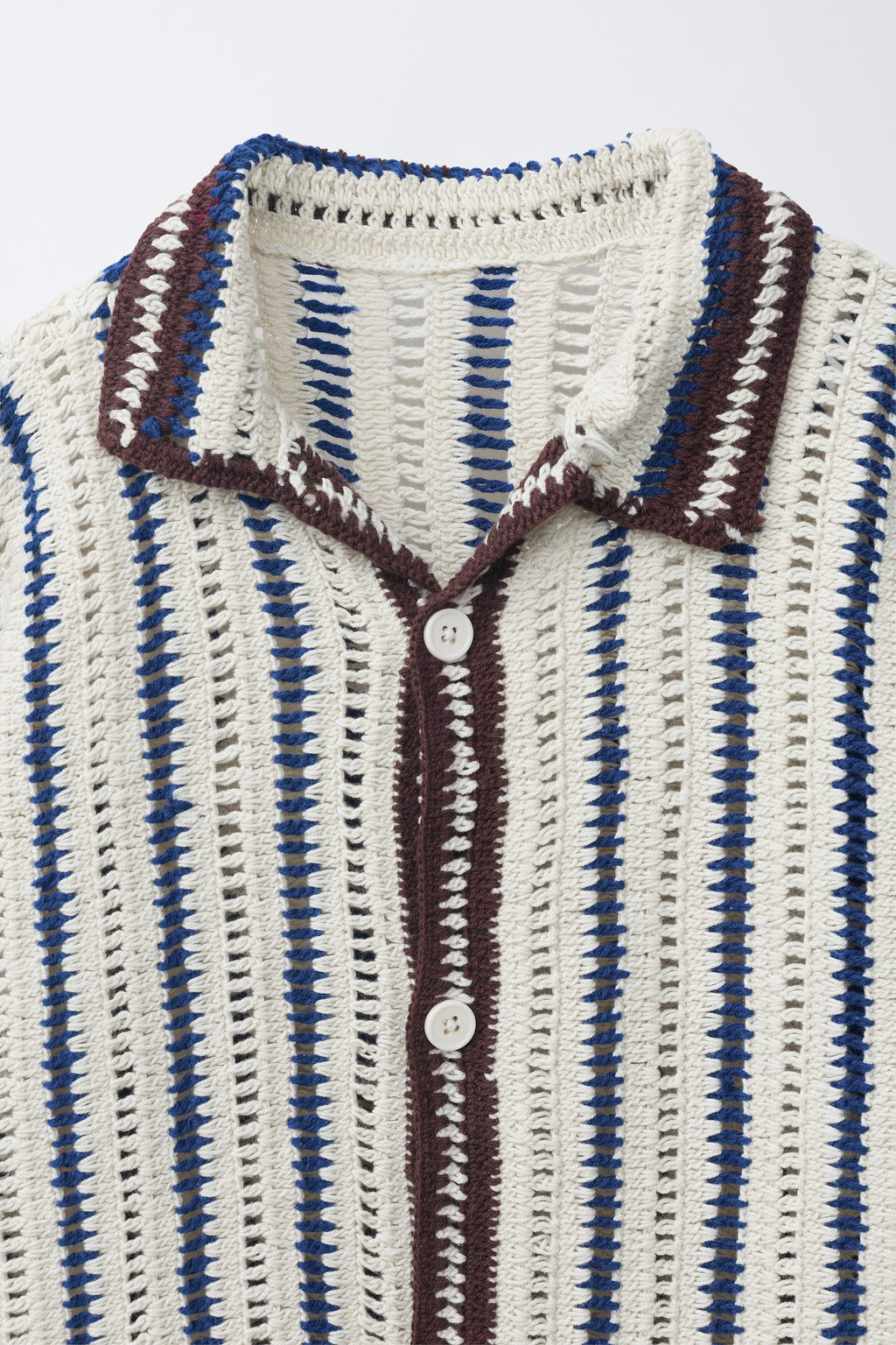 SOBRECAMISA PUNTO CROCHET RAYAS / Marino - Zara фото 5
