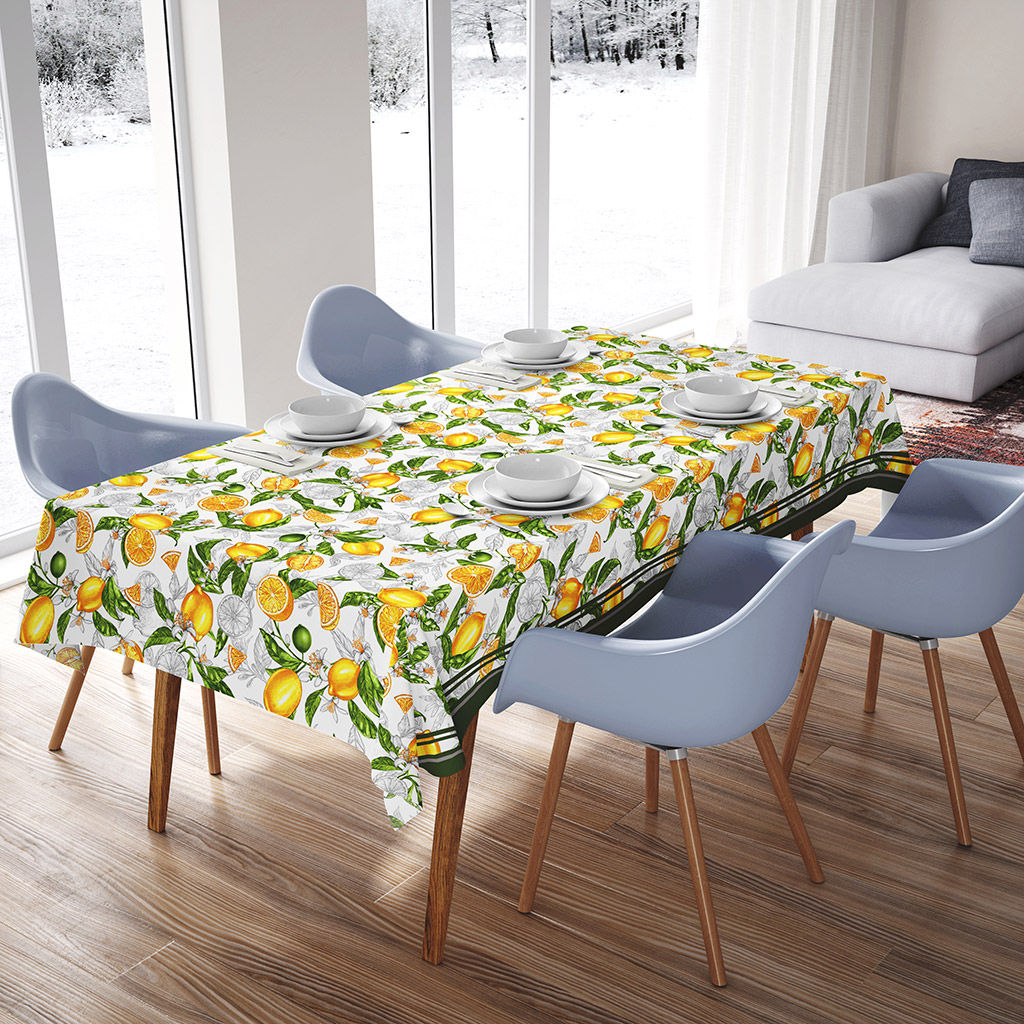 Скатерть 120х145см Лимон, длина стола до 105см, на 4 персоны, рогожка (хлопок 100%) 171г/м2, упаковка классическая, пакет ПВХ 28х41см, Домашняя мода (Россия)  фото 7