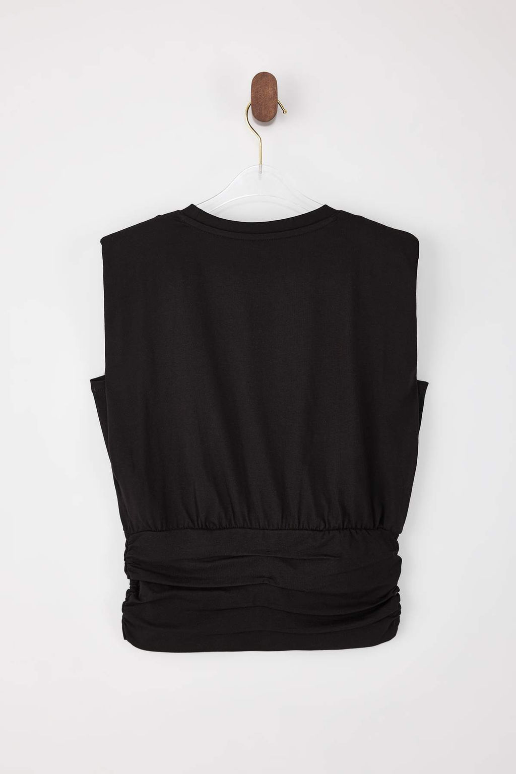 Siyah Fitted/Vucuda Oturan Kolsuz Buzgulu Pamuklu Esnek Orme Bluz TWOSS26BZ00203