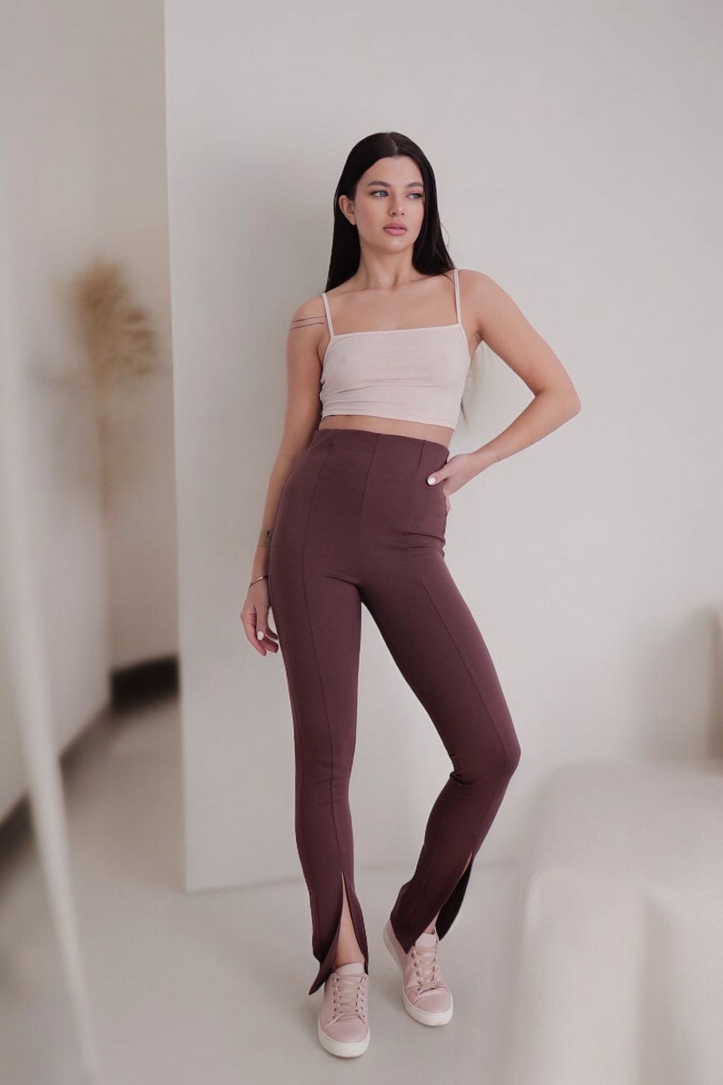 11696 Леггинсы в рубчик коричневые - Martichelli фото 7