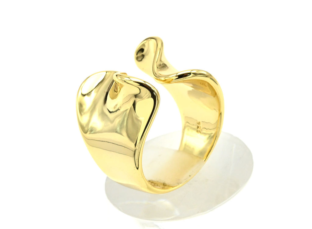 Кольцо Волна, золотистое