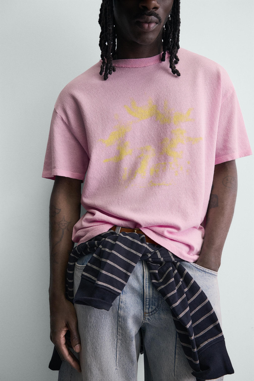 CAMISETA PUNTO ESTAMPADO CONTRASTE / Rosa - Zara фото 6