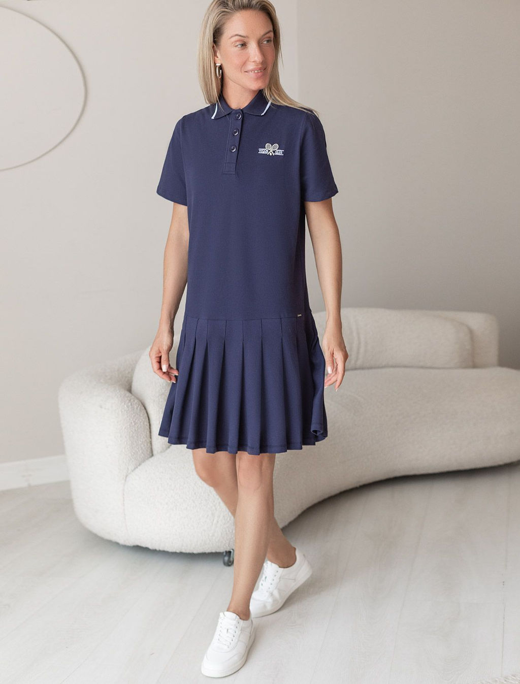 Платье-поло из фактурного трикотажа - Vilatte фото 5