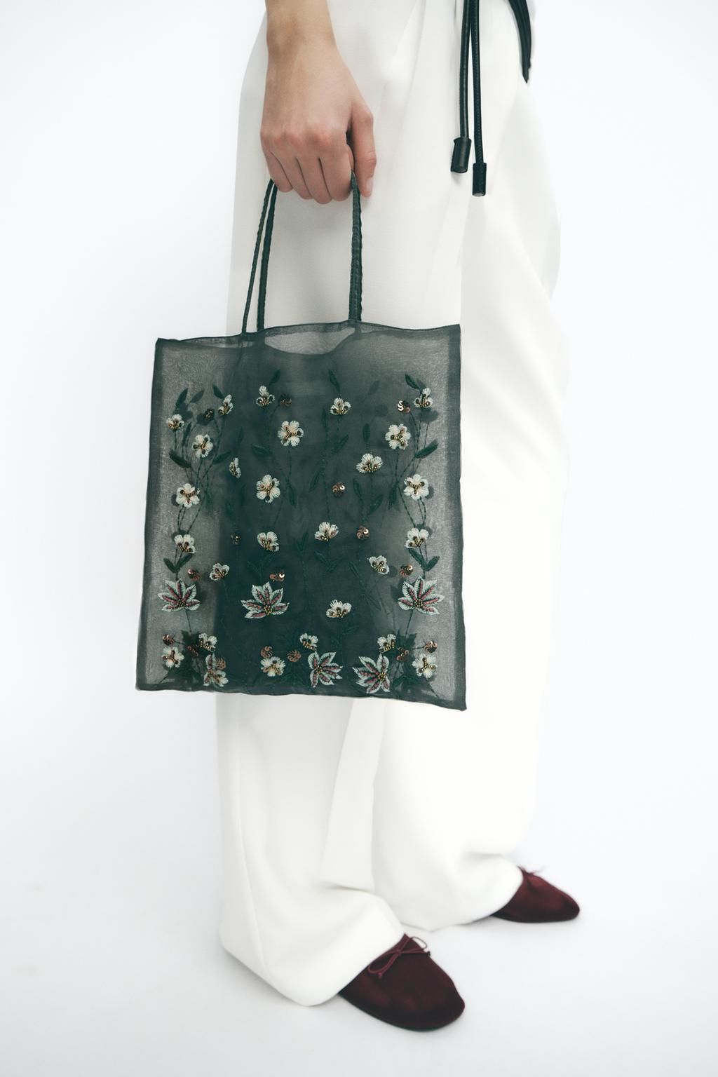 EMBROIDERED FABRIC BAG - Zara фото 2