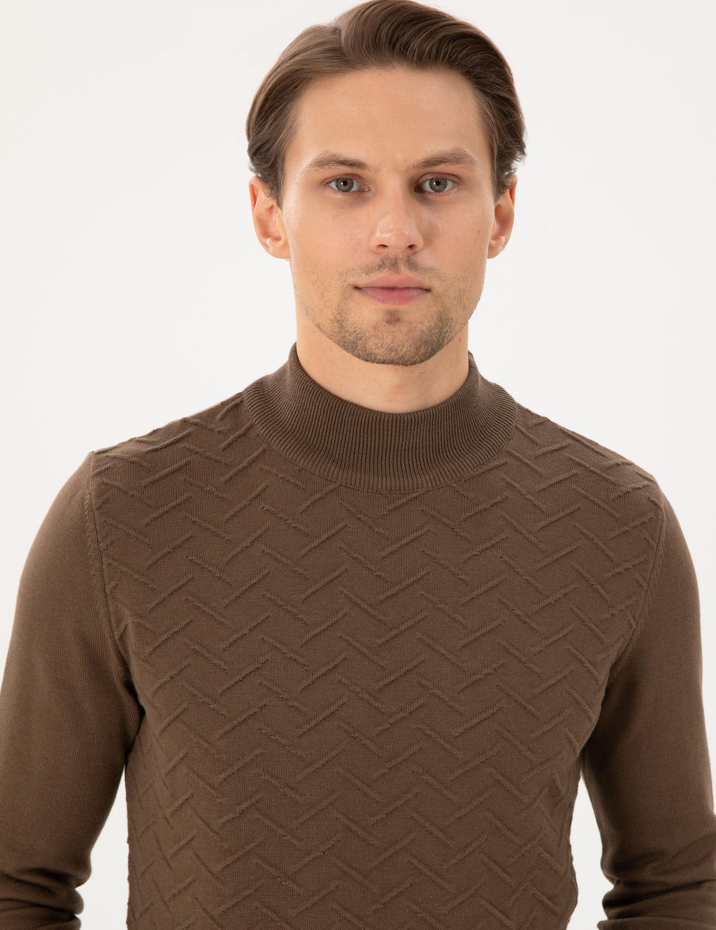 Ye_il Slim Fit Yar_m Bal_k__ Yaka Triko Kazak - Pierre cardin фото 2