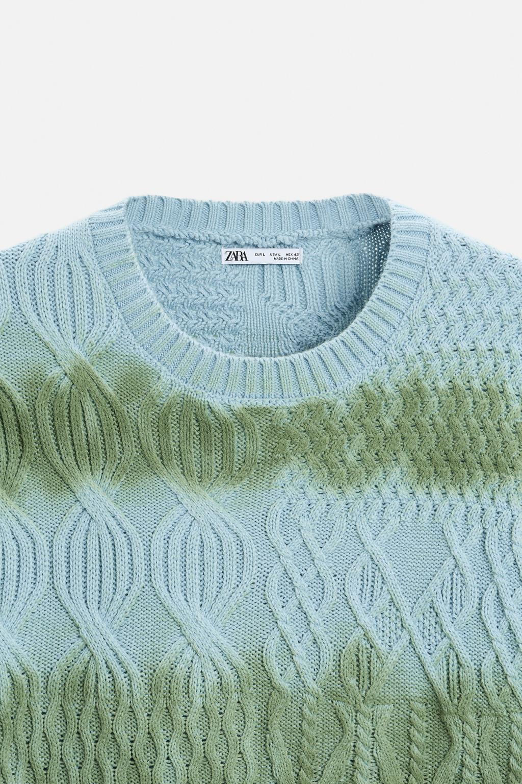 SPRAY PRINT CABLE-KNIT SWEATER - Zara фото 8