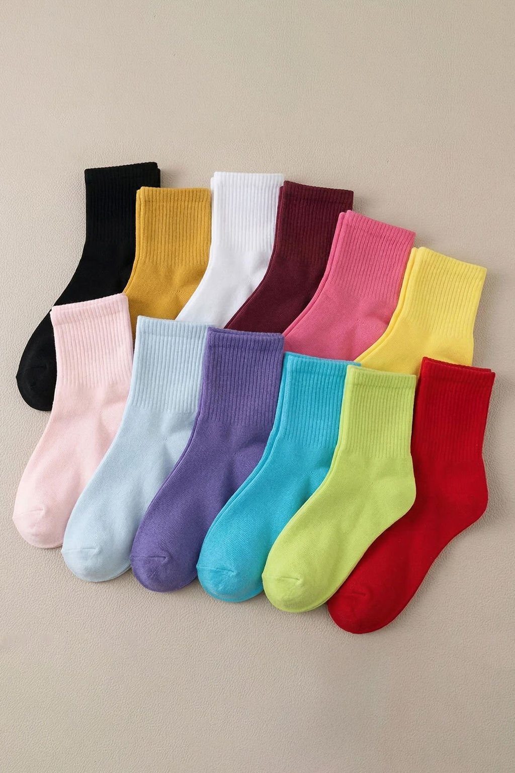 Cok Renkli 12li Pamuklu Jakar Orme Corap THMSS26CO00018