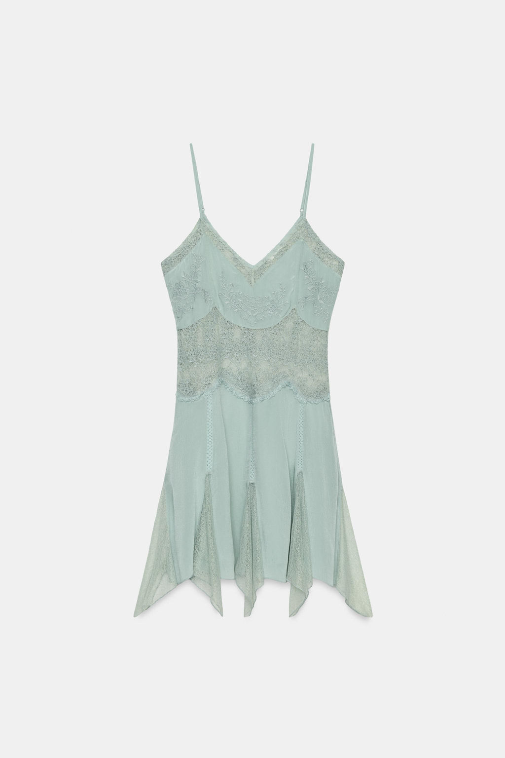 VESTIDO CORTO ENCAJE ZW COLLECTION / Azul pastel - Zara фото 6