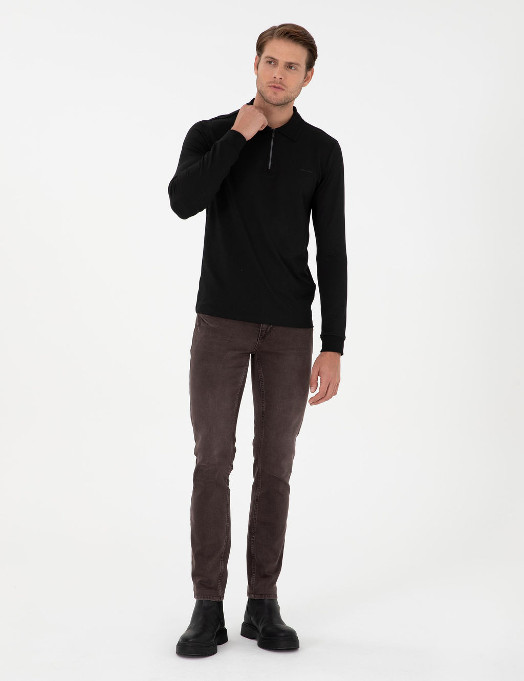 Kahverengi Slim Fit Jean Pantolon