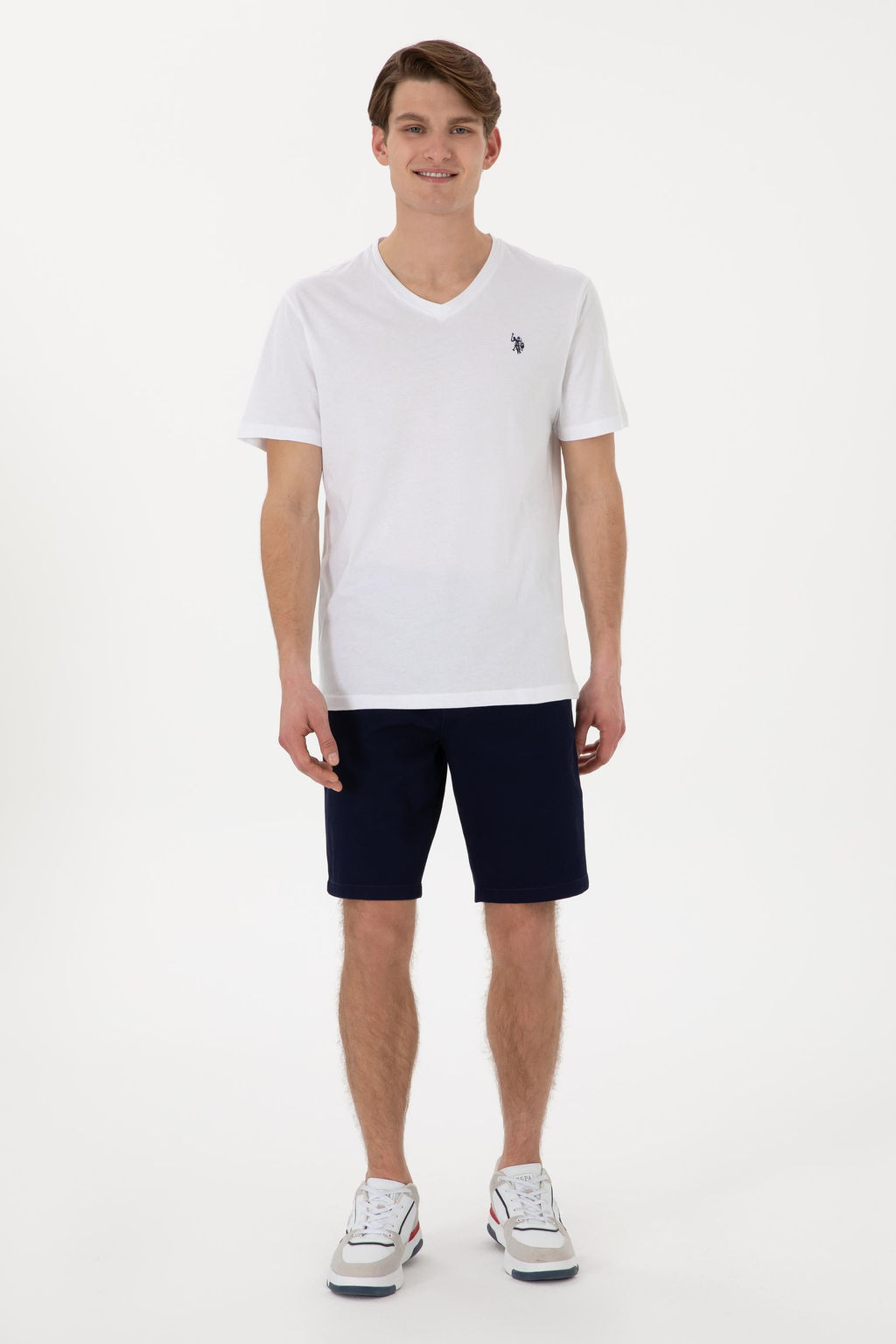 Erkek Regular Fit V Yaka Siyah Basic Ti__rt