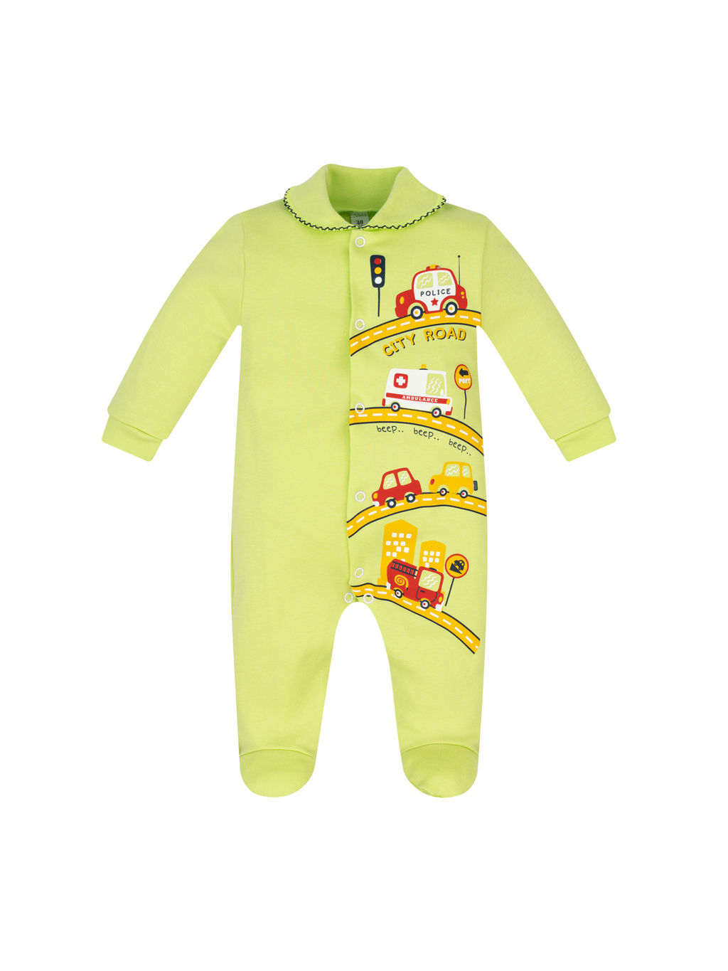 Комбинезон ясельный салатовый принт спецмашины