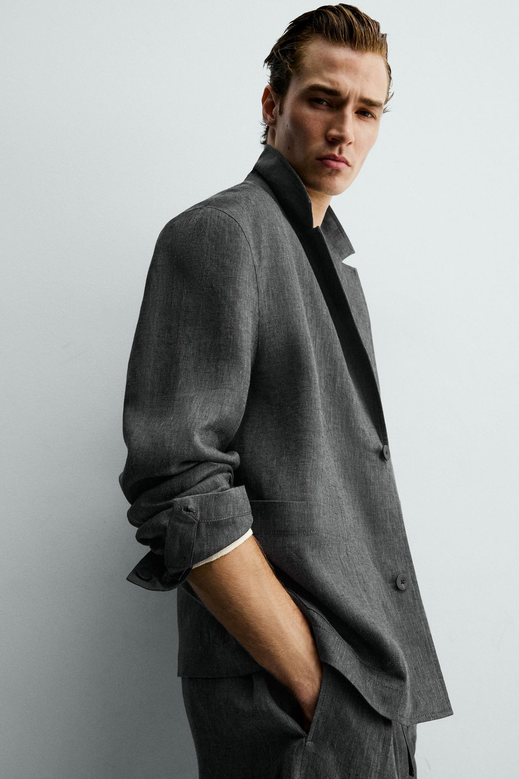 SOBRECAMISA 100% LINO / Plomo - Zara фото 6