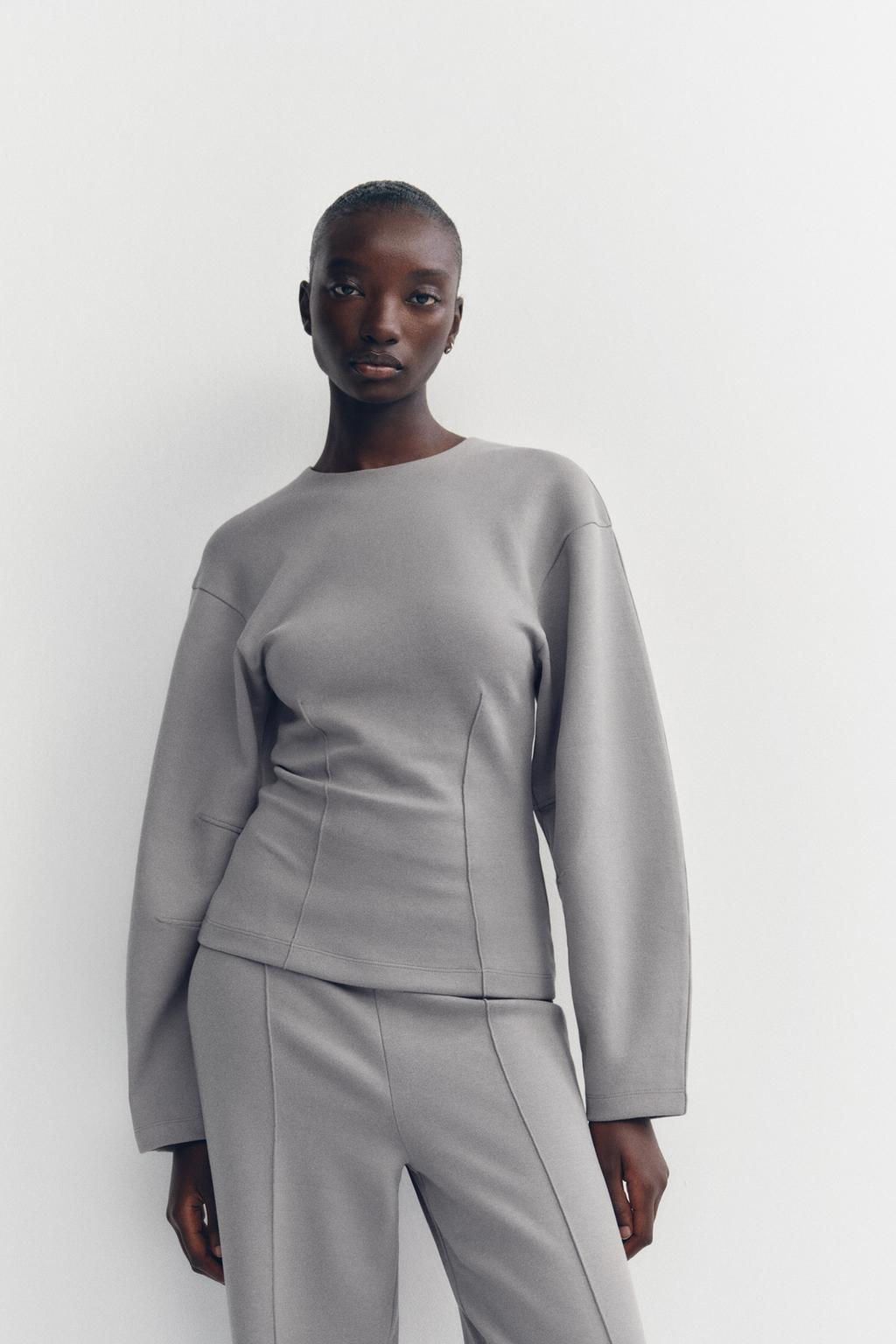 FITTED INTERLOCK SWEATSHIRT - Zara фото 13