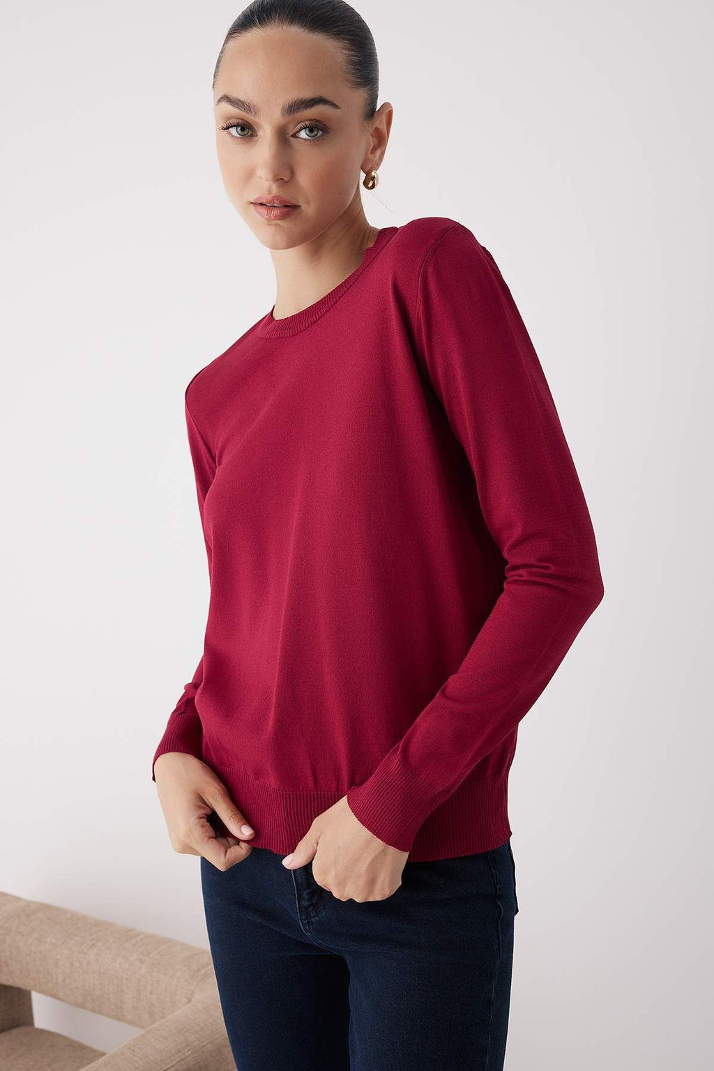 Wardrobe Essentials Pembe Merserize Gorunumlu Ince Basic Triko Kazak | TWOAW26KZ00081 - Trendyolmilla фото 7