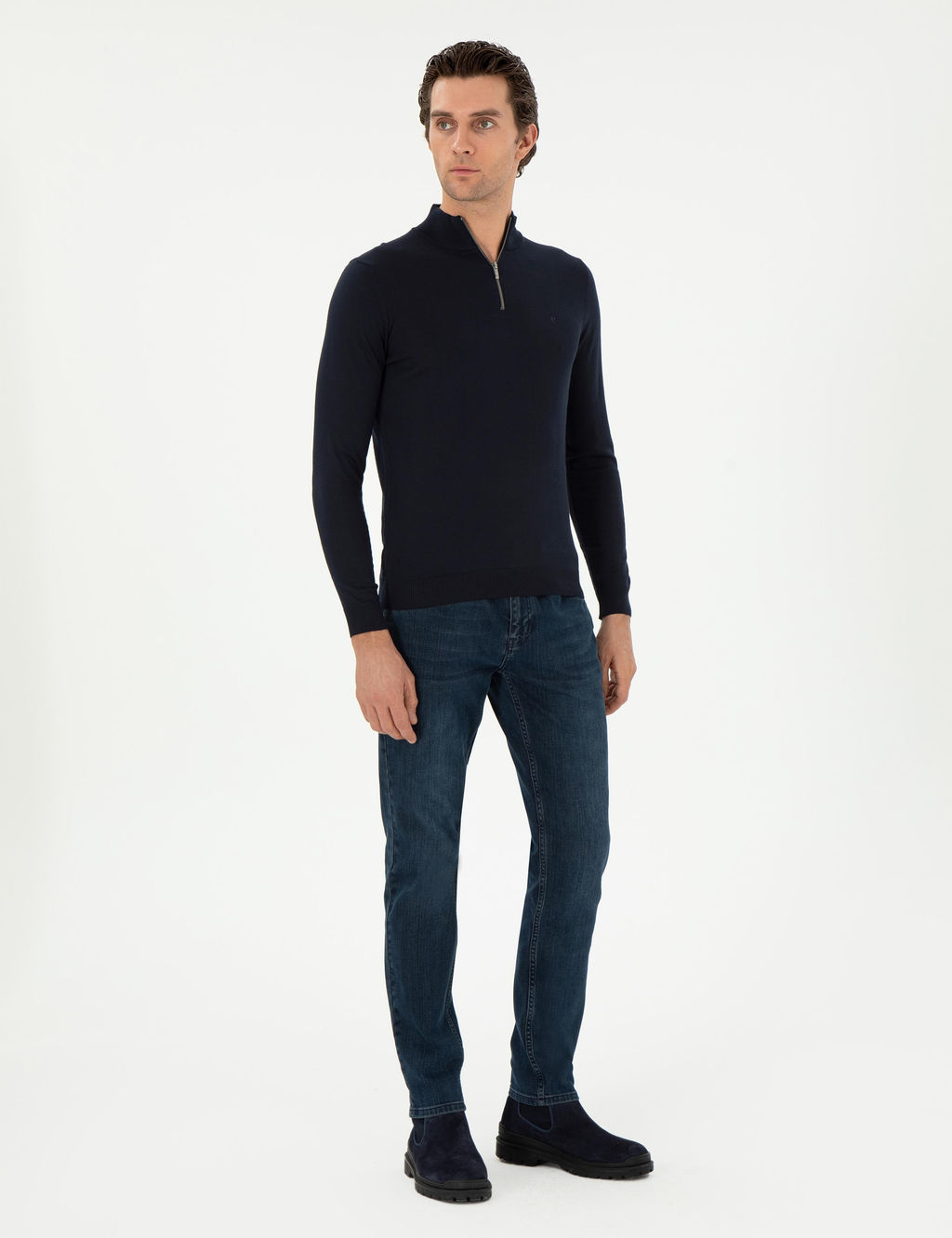 Темно-синий базовый свитер стандартной посадки - Cacharel фото 4