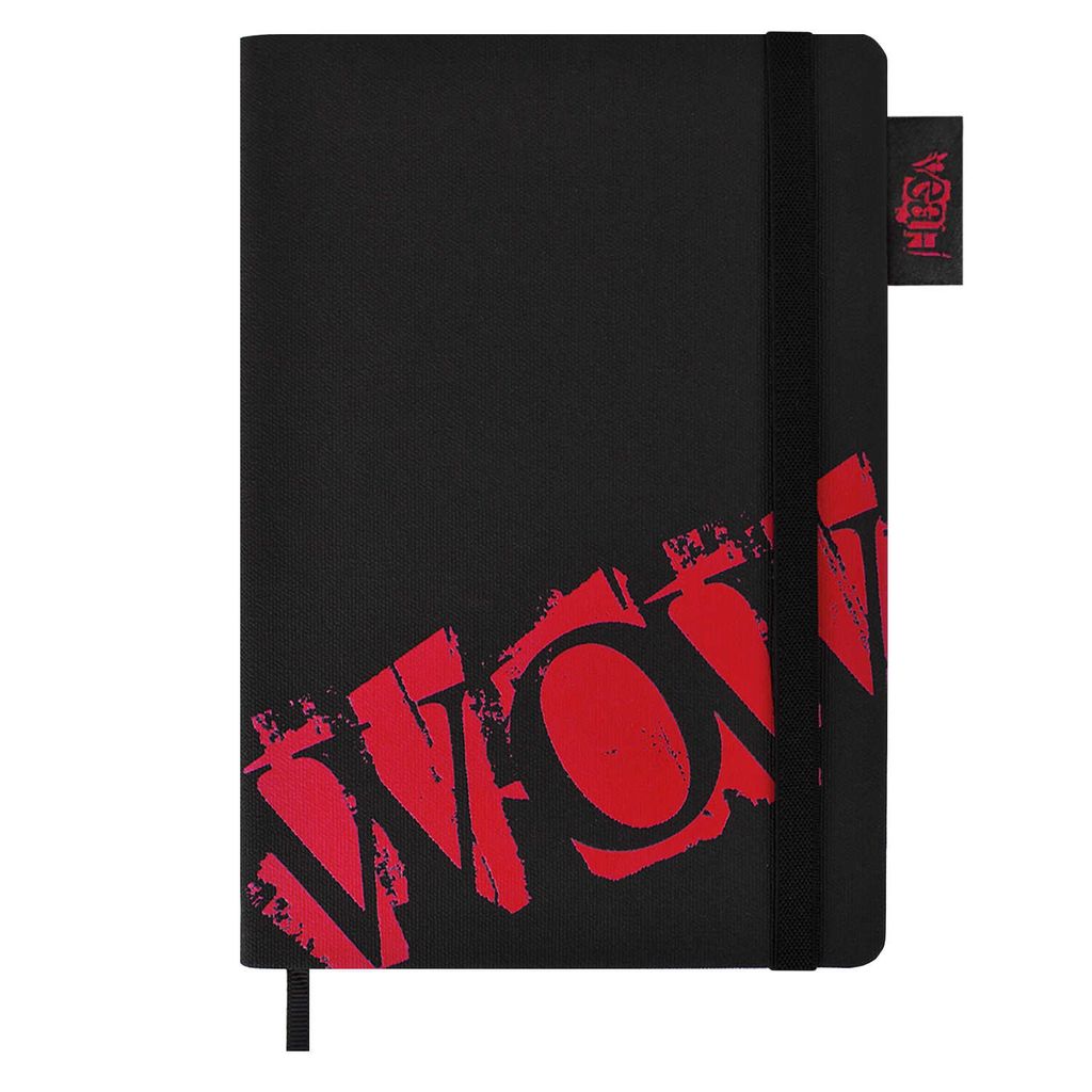 Записная книга на резинке, А5, 96 л., арт. 57335/ 13 ЧЕРНЫЙ С КРАСНЫМ