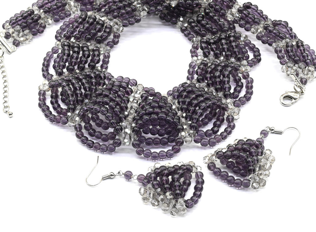 Колье Серьги Кружево цв.аметист, 50см