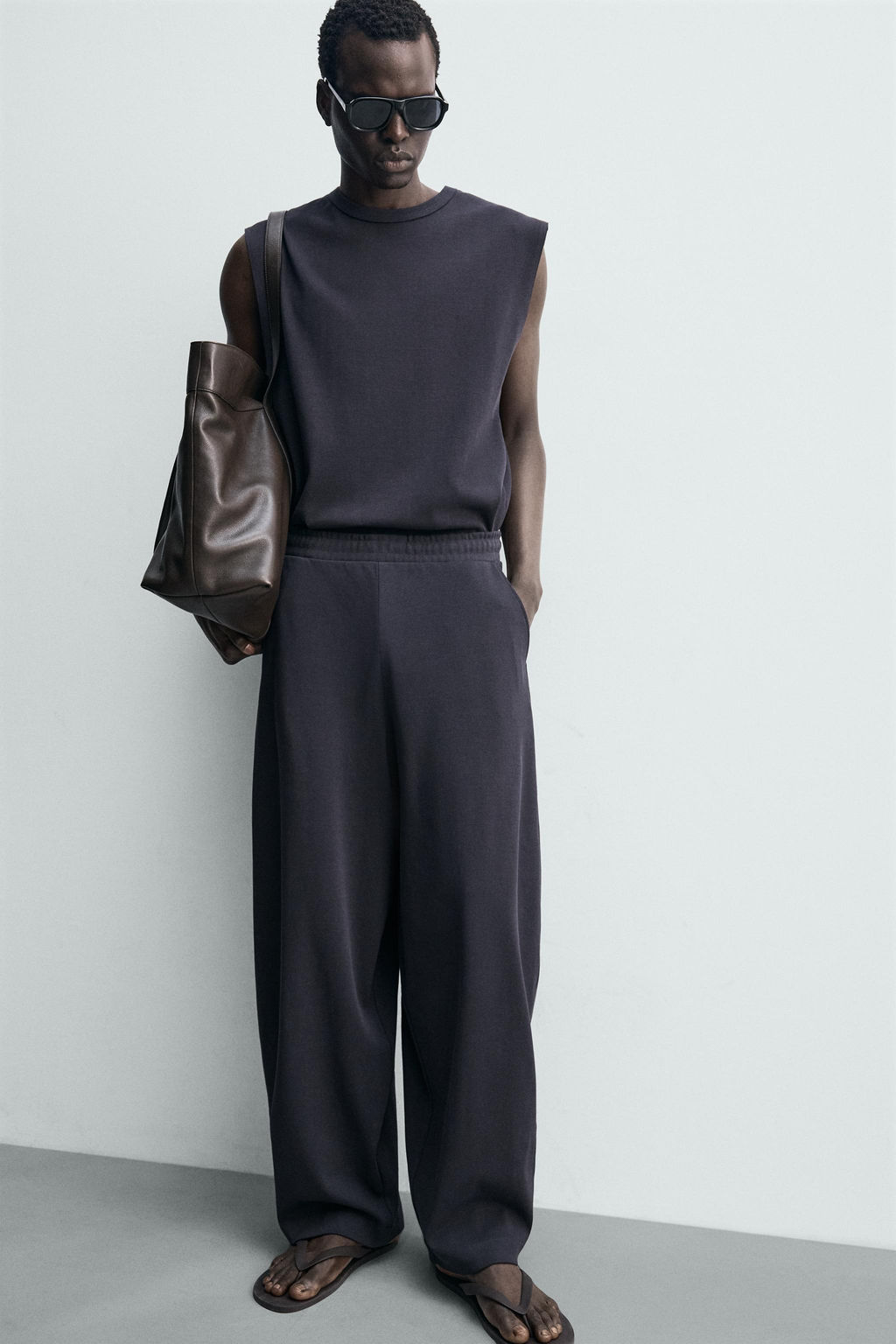 PANTAL?N JOGGER BALLOON FIT ESTRUCTURA RIB / Azul - Zara фото 5