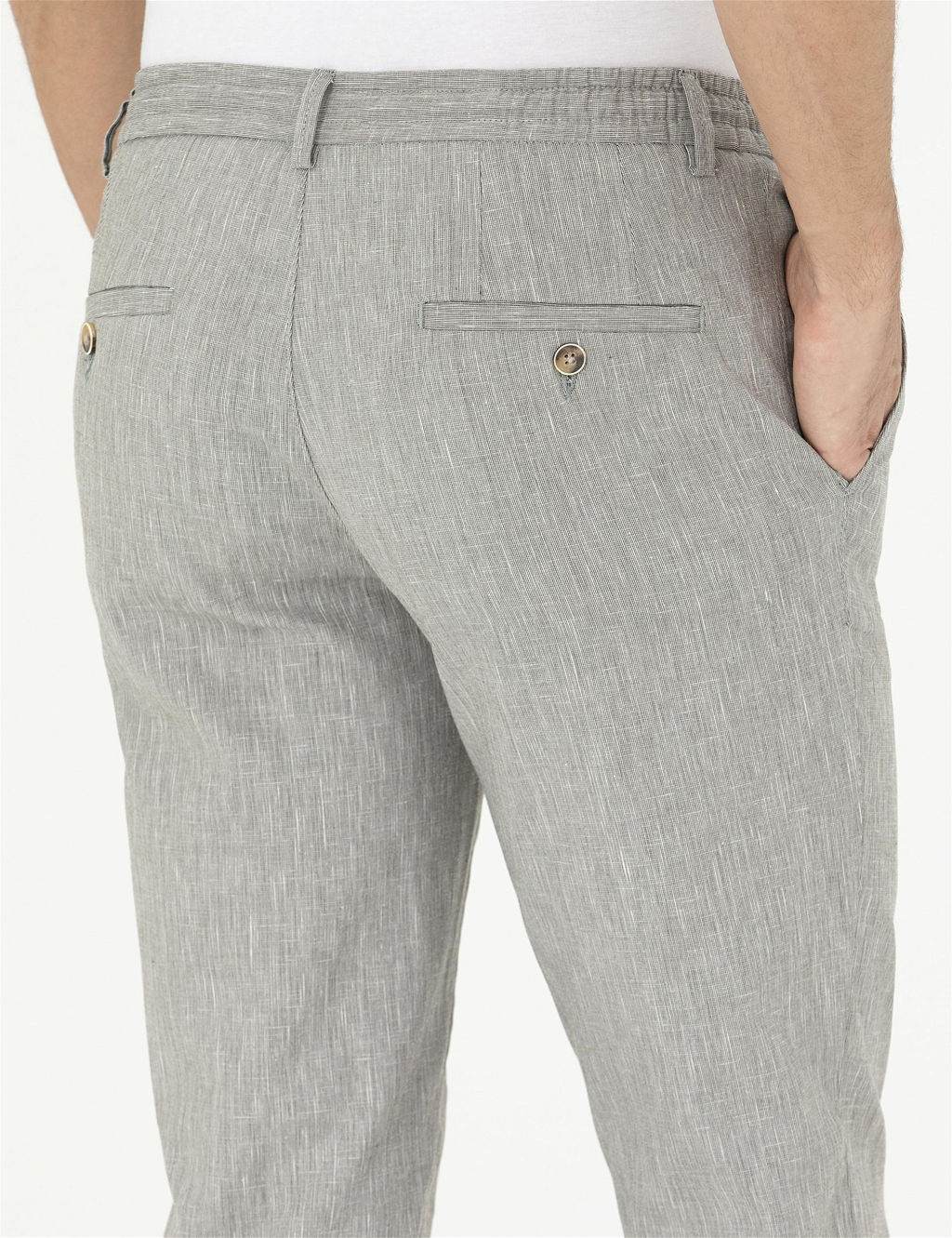 A__k Ye_il Ex. Slim Fit Keten Kar___ml_ Kuma_ Pantolon - Pierre cardin фото 7