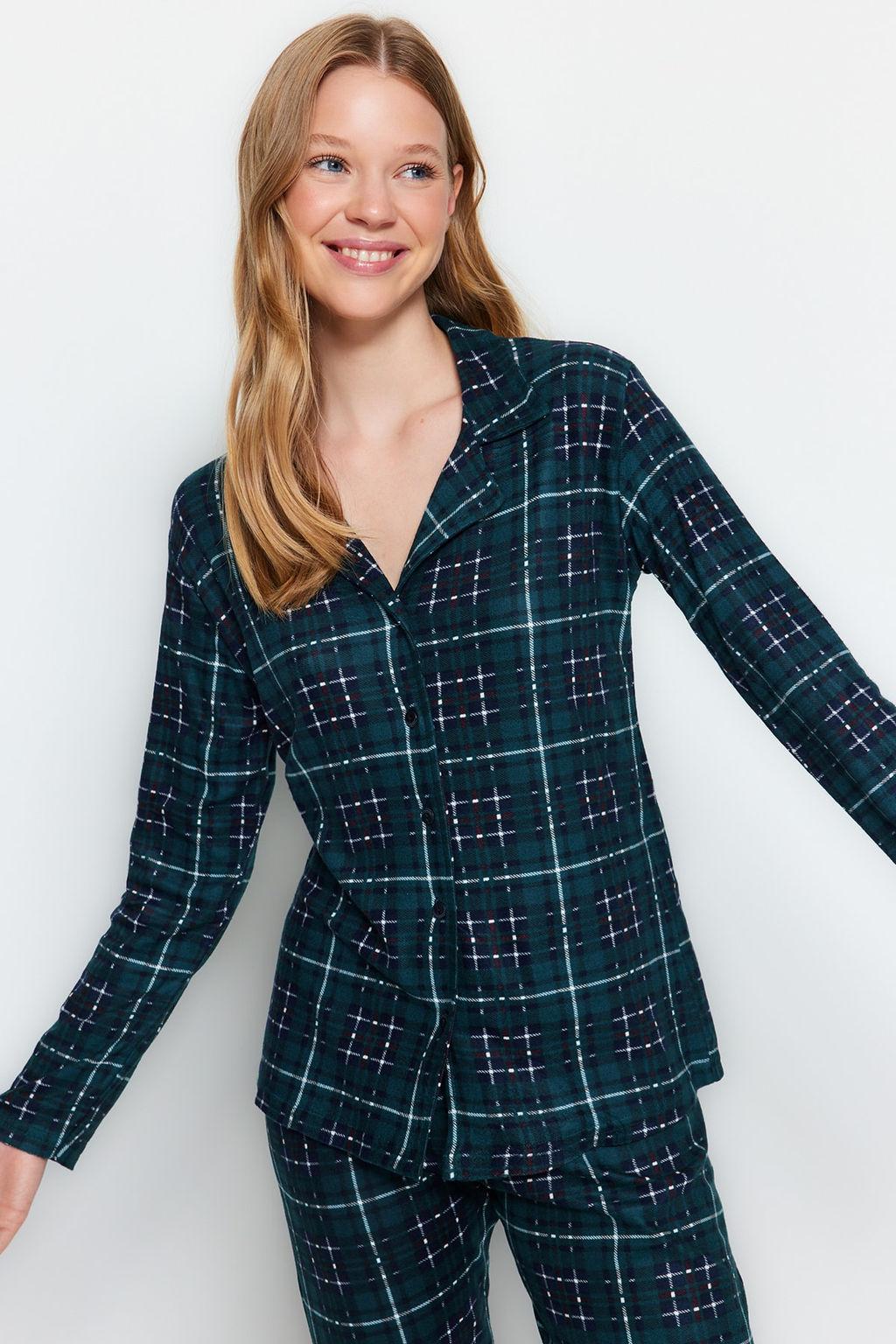 Trendyolmilla K?rm?z? Ekoseli Yumusak Hissiyatl? F?rcal? Kumas Uyku Bantl? Orme Pijama Tak?m? THMAW24PT00100 фото 15