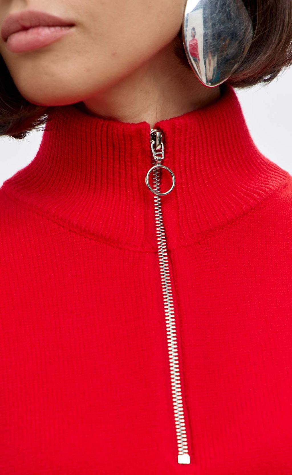 Джемпер женский с воротником на молнии FW-3519 красный - Fine joyce фото 6