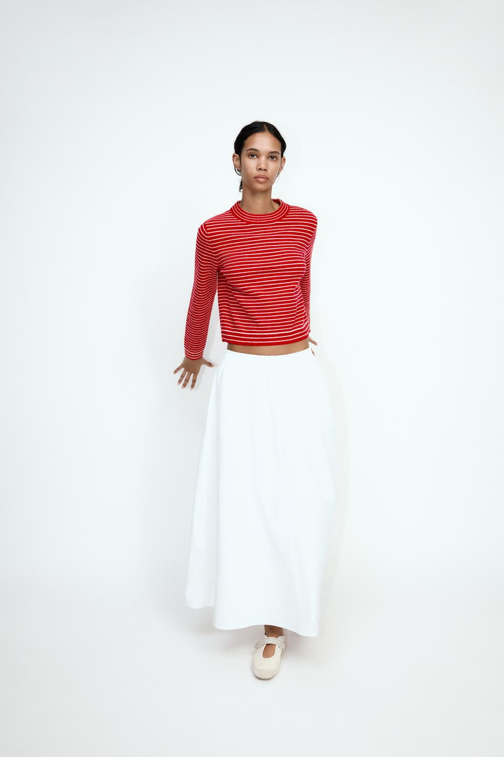 STRIPED KNIT CROPPED SWEATER - Zara фото 2