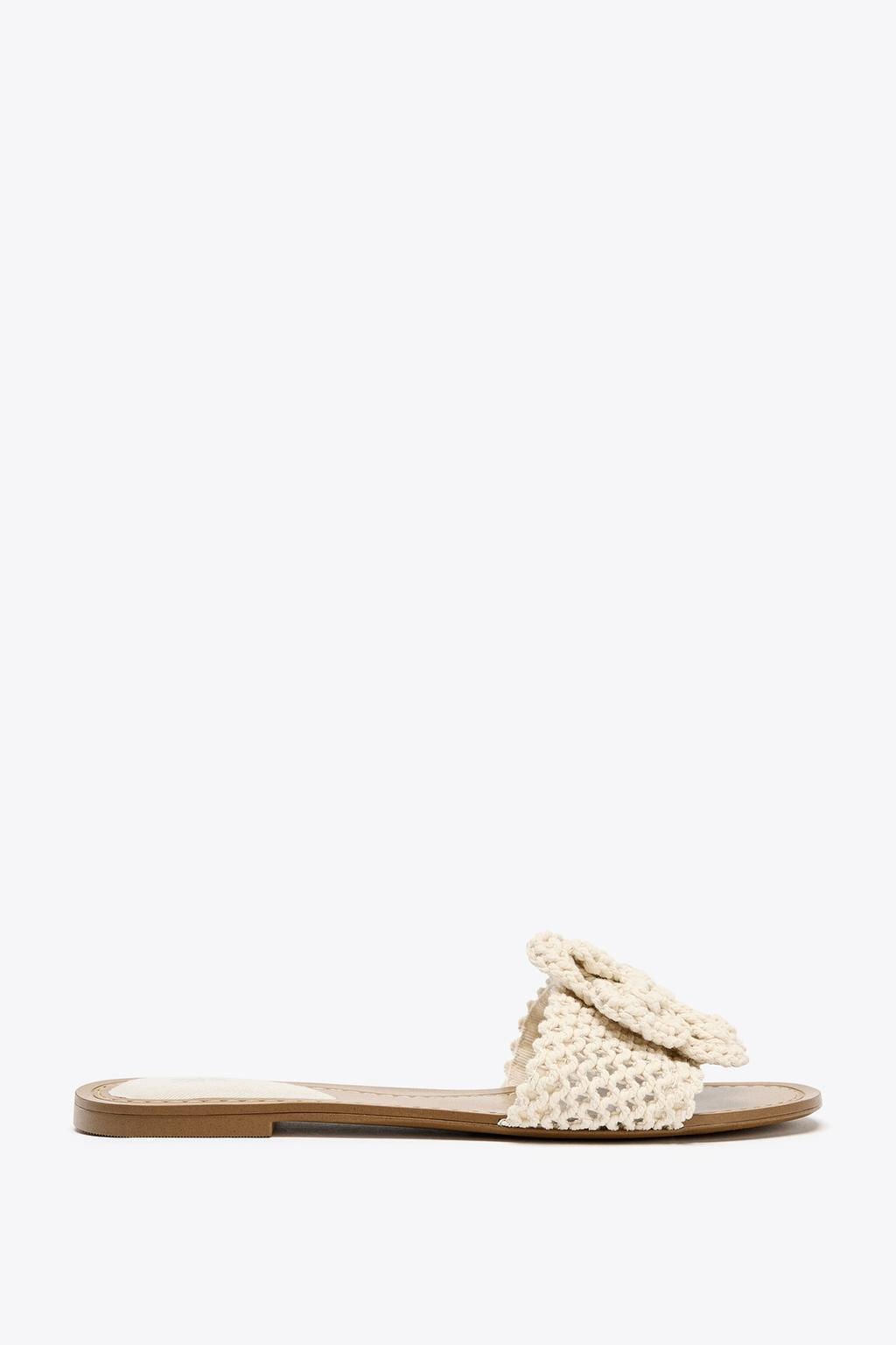 CROCHET BOW FLAT SANDALS - Zara фото 6