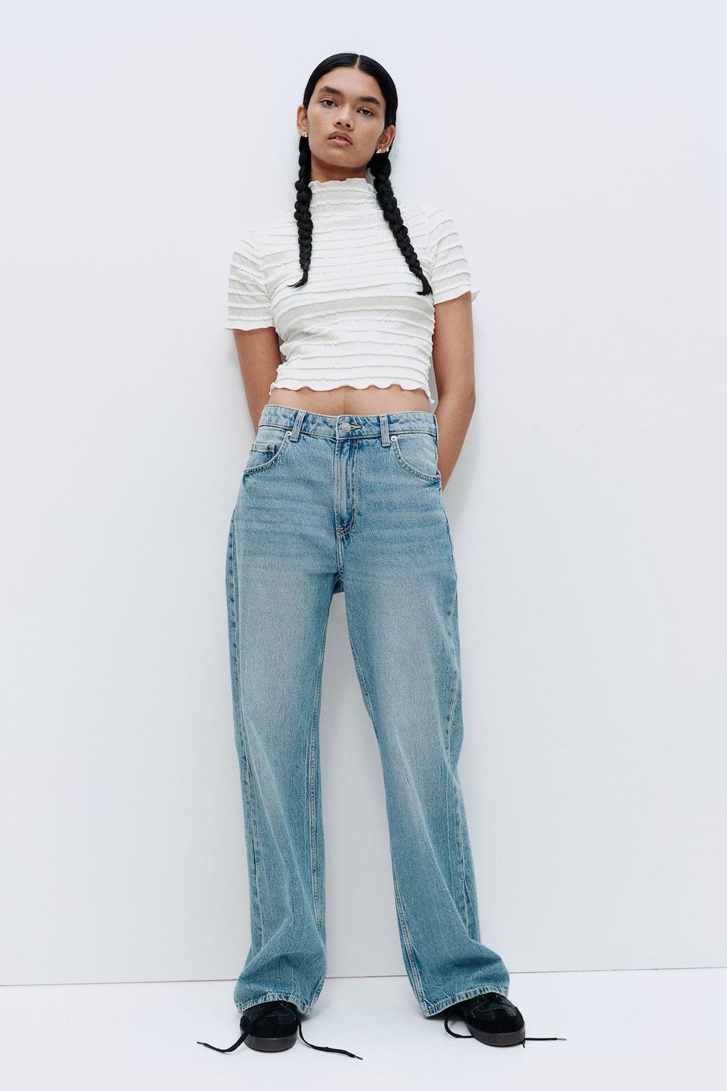 Top fruncido con detalle sobrehilado - H&m фото 3