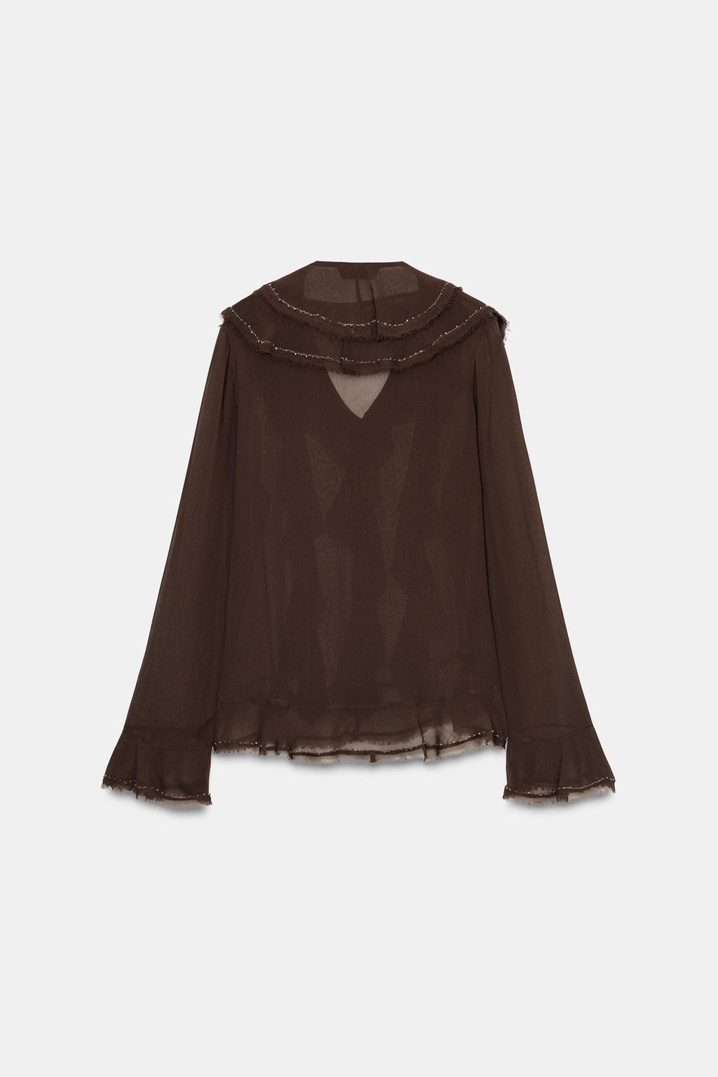 ZW COLLECTION BEADED RUFFLED BLOUSE - Zara фото 8