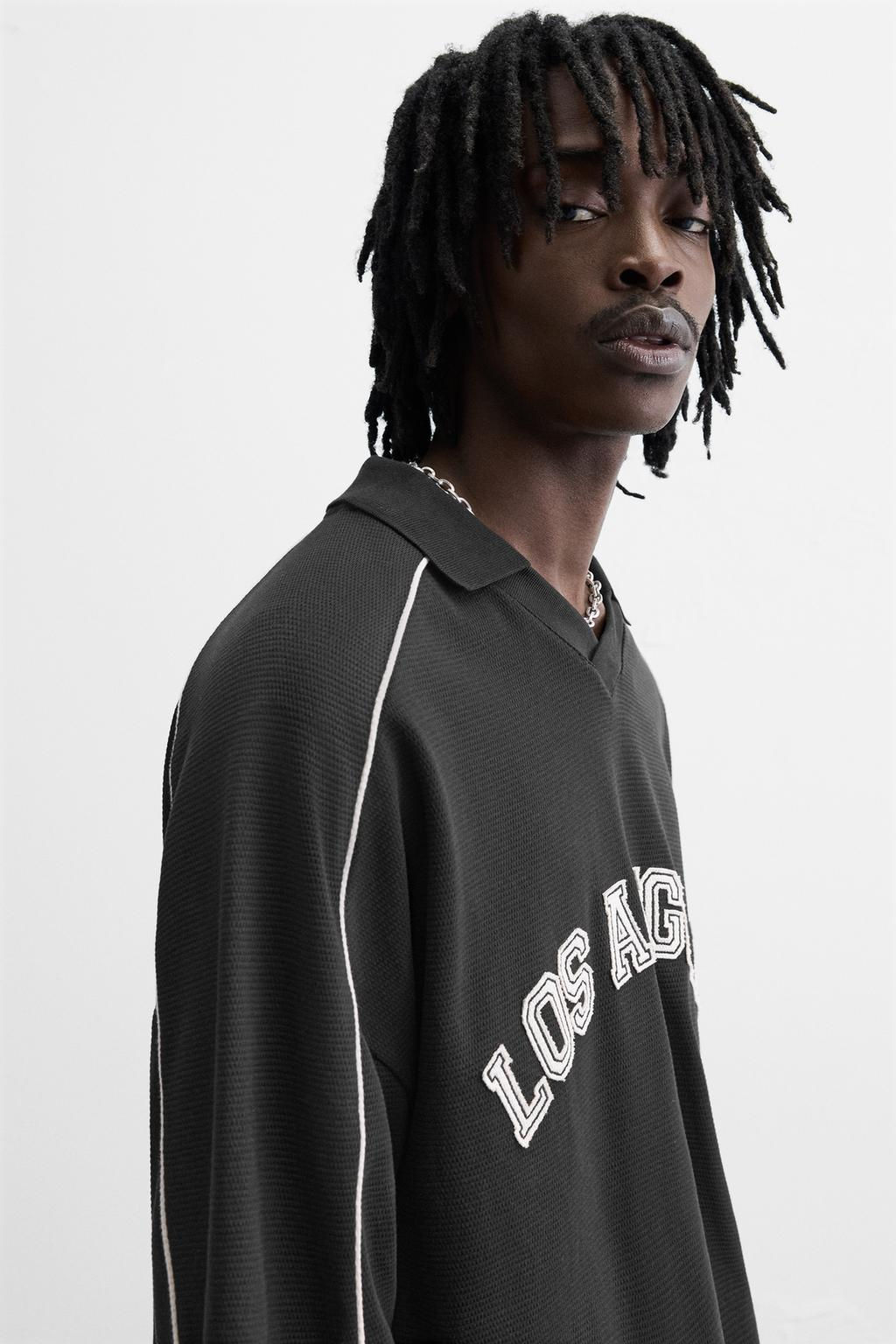 CONTRAST TEXT POLO SWEATSHIRT - Zara фото 5