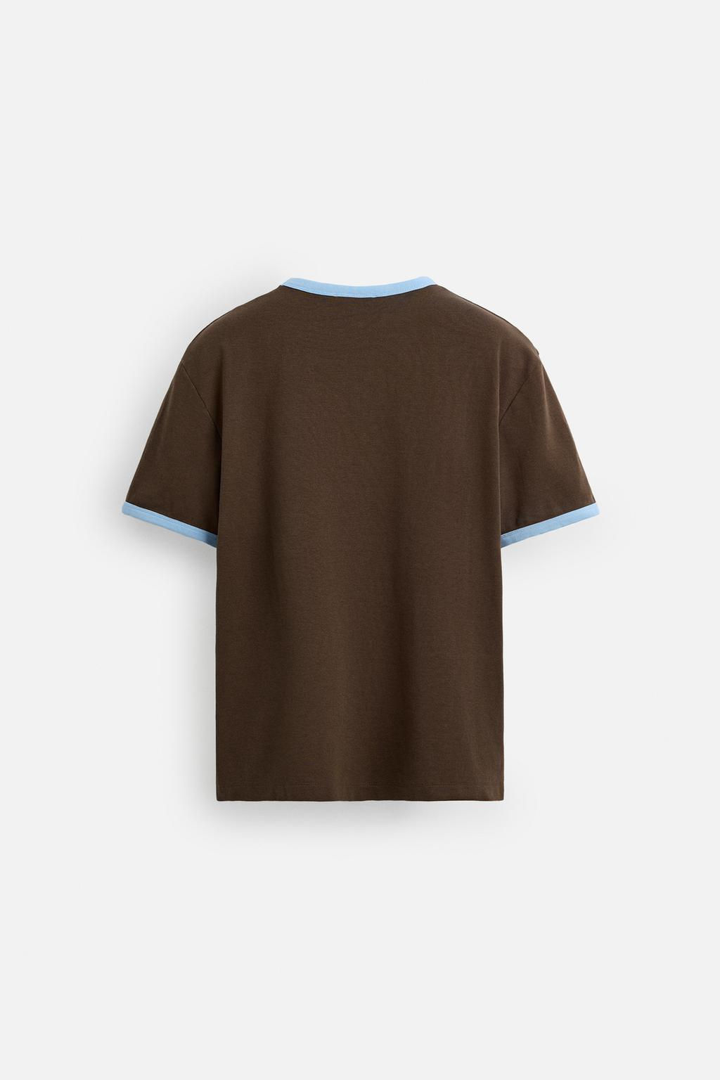 BASIC CONTRAST RIB T-SHIRT - Zara фото 9