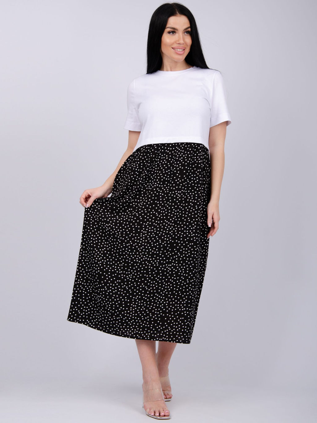 Платье "Виттория 3" горох, вискоза/кулирка (М)